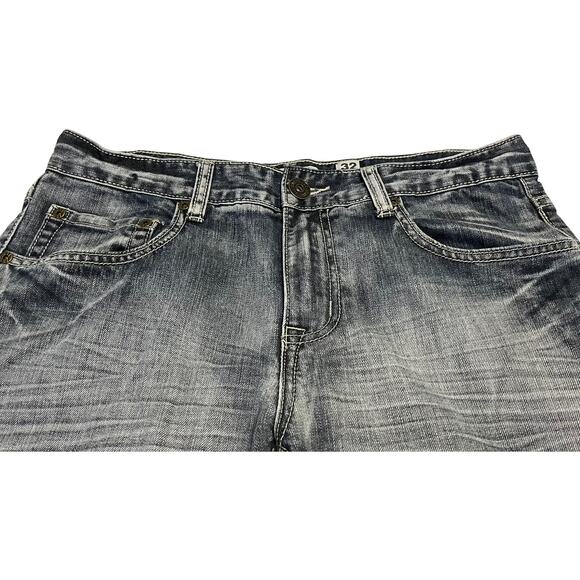 I.N.C. COPENHAGEN BOOT CUT HIGH-RISE JEANS, MENS, 32W-34L, DISTRESSED DENIM BLUE - Picture 2 of 12